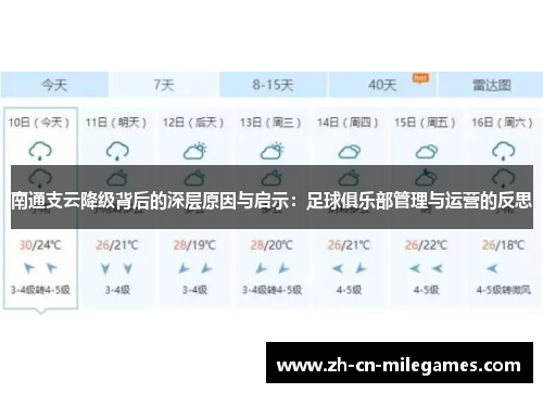 南通支云降级背后的深层原因与启示：足球俱乐部管理与运营的反思